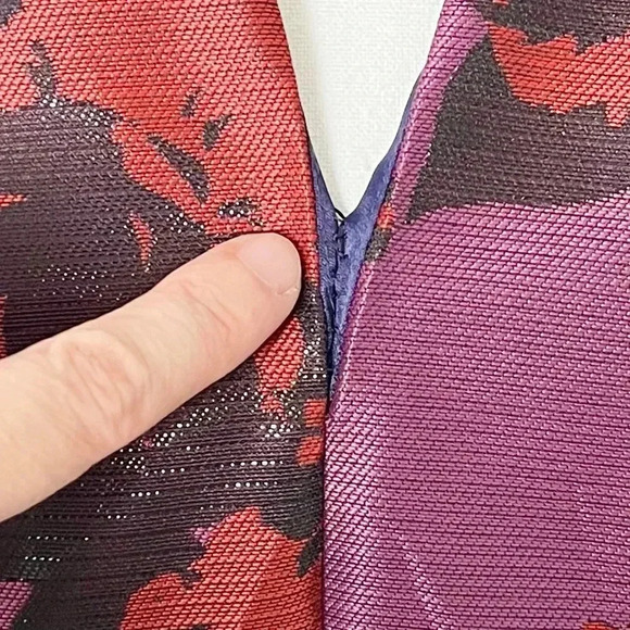 Vince Camuto  Metallic Jacquard Roses Fit & Flare Party Dress Red Purple Size 10 - Picture 10 of 15